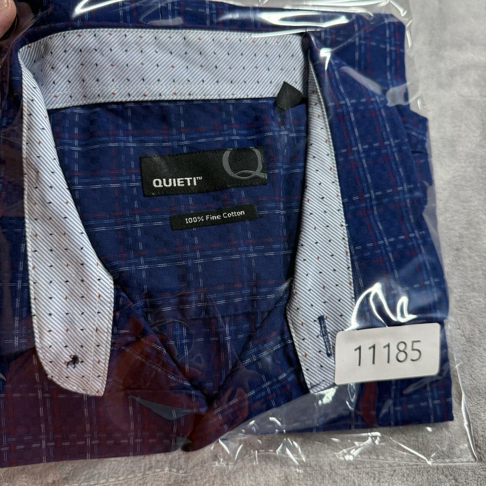 Quieti Button Down Shirt Mens XL Blue Plaid Cotton Long Sleeve Business Casual - Picture 9 of 9